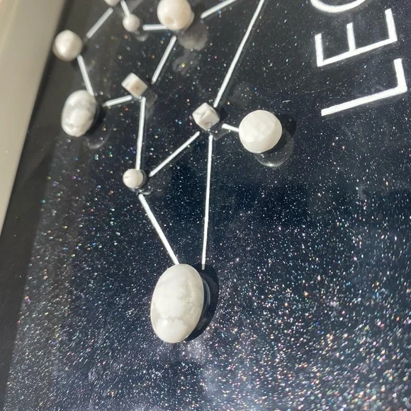 Handmade Horoscope Art LEO Star Constellation Beads Shadow Box 6x8 inches - Picture 3 of 9
